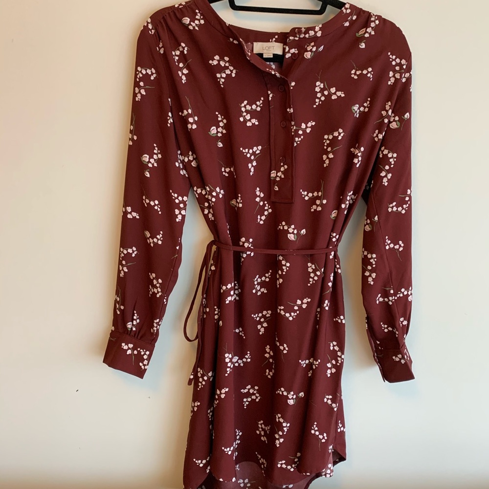 Loft Red Floral Dress
